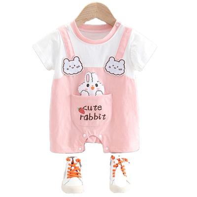 China Wholesale Newborn Short Sleeve Baby Romper Set 0-3 Years Old Children Soft Use Summer Rompers for sale