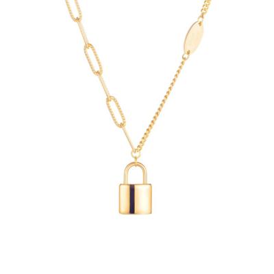 China CLASSIC Key Lock Stainless Steel Jewelry 18K Gold Pendant Necklace for sale