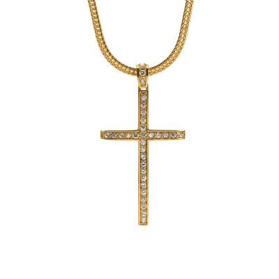 China Fashionable Wholesale Custom High Polishing 61*32mm Trendy Silver Gold CZ Cross Pendant For Men for sale