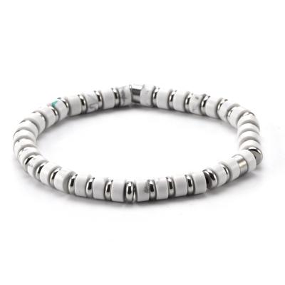 China Trendy Gift Unisex White Flat Bead Bracelet Jewelry Charm Turquoise Bead Polishing Bracelet High for sale