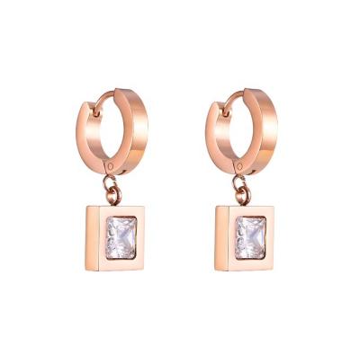 China Gift popular Brazilian style fashion souvenir jewelry female earrings zircon rose gold square earrings for sale