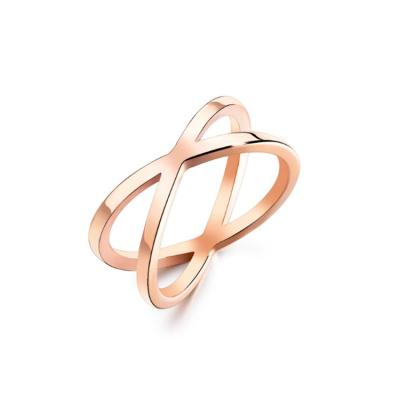 China Wholesale Cheap Romantic Rose Gold X Rings Stainless Steel Rings For Man Women for sale