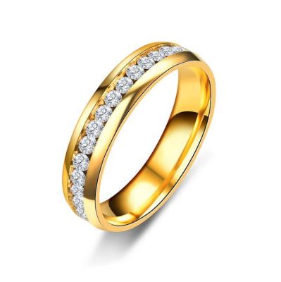 China Fashion Jewelry Ring Classical Fashion Gold Plated Stainless Steel Gift Diamond Rings for sale