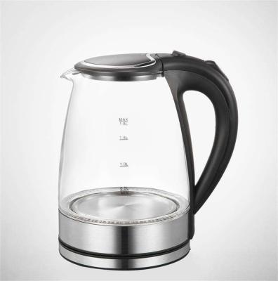 China 360 Degree Base 1.7L Lid Elastic Method Quick Boiling Rotation Automatic Shutoff Led Light Glass Water Kettle Glass Electric Tea Kettle for sale