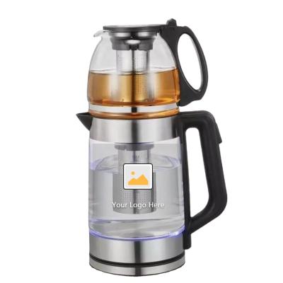 China 360 Degree Appliance Home Kitchen Rotating Bottom OEM Made Tea Maker Machine Electric Kettle Glass Kettles in China Double-pot 1.2l and 1.8l for sale