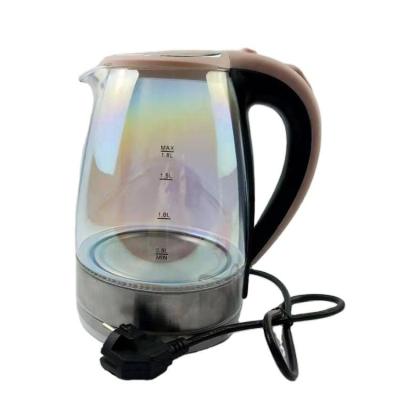 China New Design New Design 360 Degree Electric Hot Pot Low Rotation Jug 1.8L 1800w Automatic Cut Blue Led Light Electric Glass Kettle for sale