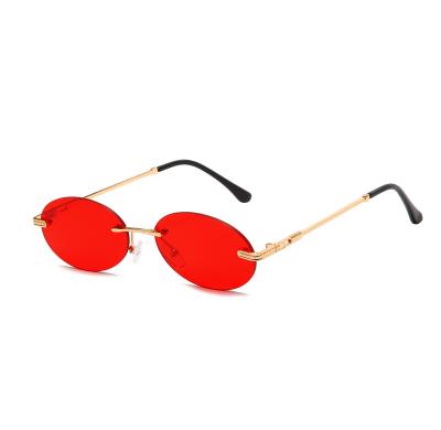 China Fashion Sunglasses Wholesale Italian Design High Quality Rimless Round Metal Frame Women's Retro Sunglasses for sale