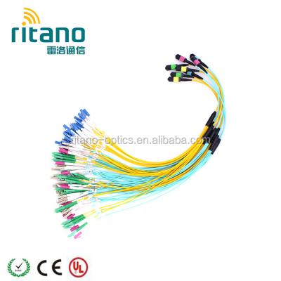 China PVC Or LSZH 12cores SM MPO Fiber Optic Patch Cord With Black Color FTTH Drop Cable for sale