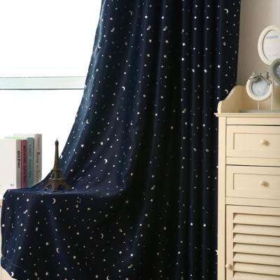 China Blackout Factory Supplier Kids Star Bronzing Silver Shading Printing Curtain For Bedroom for sale