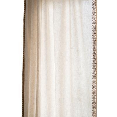 China Semi Blackout Hemp Blackout Curtain Brown Hemp Rope Edge Knotted Curtain Bohemian Knotted Curtain For Kitchen Living Room for sale