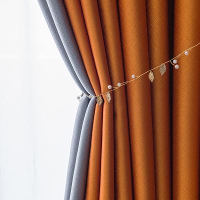 China Blackout High Level Japanese Style Jacquard Solid Color Blackout Blackout Curtains For Living Room Bedroom Balcony for sale