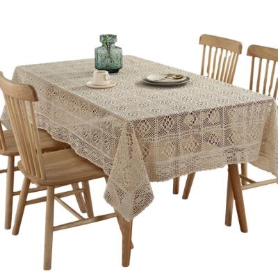 China American Country Home Crochet Knit Table Cloth Beige Tablecloth And Tea Table Cloth Manufacturers Up To Date for sale