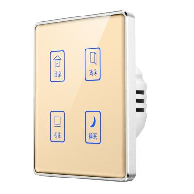 China WiFi APP WiFi Tuya Smart Wall Strip Touch Lamp Switch Glass Panel Wireless Lamp Switch 4 Lamp Switch Speech Control for sale