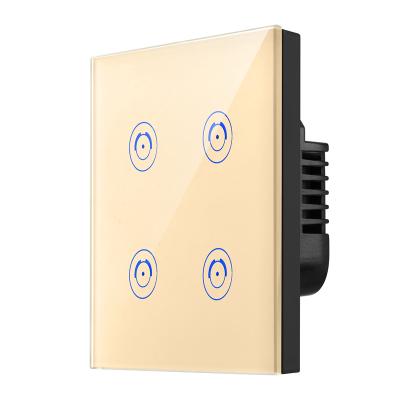 China UK EU Standard Smart Wifi Switch Tuya App 4 Strip Wall Touch Light Control Switch Remote Smart Timer Switch 86*86*35mm for sale