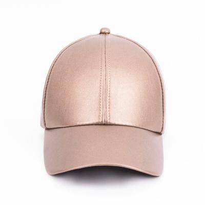 China 6-Panel Hat Factory High Quality Fabric 6 Custom Leather Panels Long Curved Brim Baseball Caps for sale