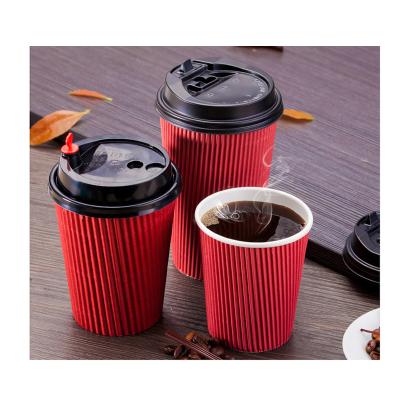 China Disposable Double Ripple Wallpaper Custom Embossed Coffee Cup With Lid for sale