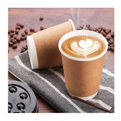 China Recyclable Custom Logo Printed Double Wallpaper Disposable Coffee Cup With Lids for sale