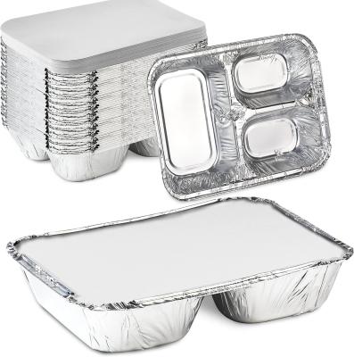 China Highly Durable Pulp Moulding 4-grid Aluminum Foil Lunch Box for Reusable Packaging for sale