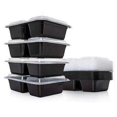 China 2 Compartment BPA Free Lunch Boxes Rectangular Meal Prep Containers for Food Storage for sale