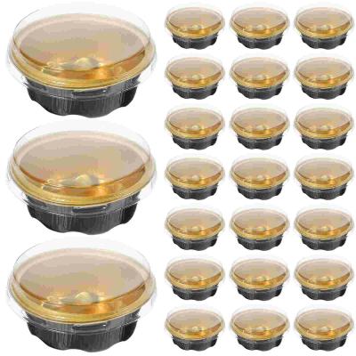 China Molde de horneado de metal 100pcs Mini Pans de pastel con tapas de aluminio Ramekin molde de papel horneado Tazas para pastel individual en venta