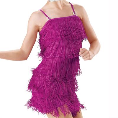 China High Quality Cheerful Row-Fringe Dresses Dance Dress Salsa Rumba Latin Dancer Leotard Costume for sale