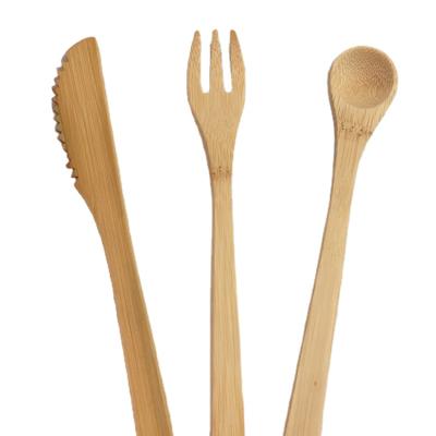 China Sustainable popular hot selling simple durable six-piece portable tableware made of bamboo for sale