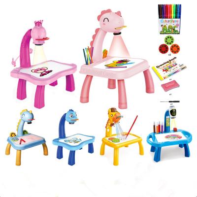 China Plastic Kids LED Light Tracing Reusable Electronic Plastic Art Drawing Board Projector Erasable Toys Chart Tablet Table For Kids for sale