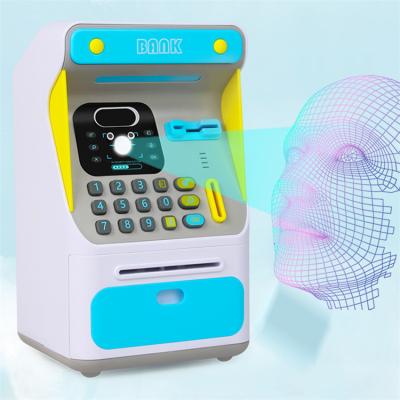 China New Eco-friendly Material Electronic Piggy Bank Simulated Face Recognition ATM Machine Roll Automatic Cash Money Piggy Banks With Password Music Toys for sale