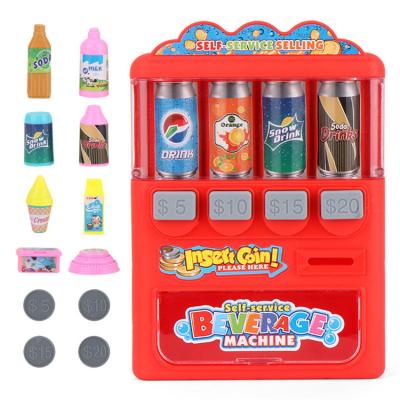 China Amazon Wholesale Hot Sale Kids Education Simulation Drinks Coin Slot Vending Machine Eco-friendly Material Pretend Game Toys for sale