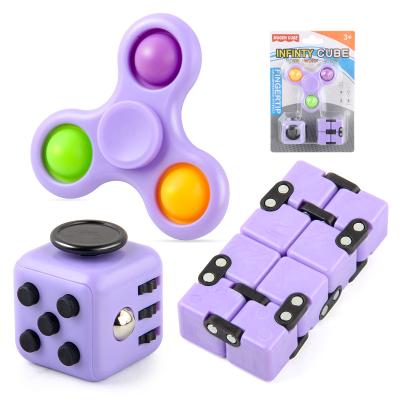 China Wholesale Eco-Friendly Infinity Cube Push Noise Bubble Busy Person Dice Magic Finger Spinners Decompression Set Relaxation Toys For Kids And Adult for sale