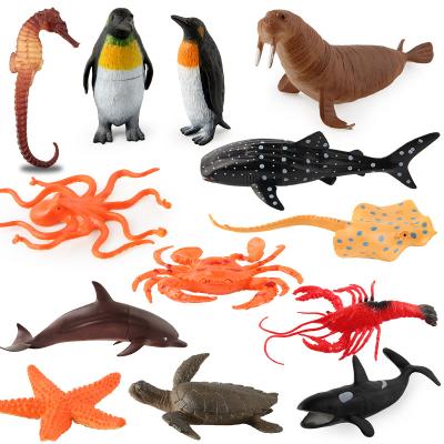 China Marine Realistic Mini PVC Sea Animals World 4D Figures Plastic Models Soft Realistic Ocean Animals Small Children Set Educational Toys For Children for sale