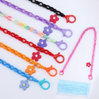 China Fashoin Kids Masking Chain Chaini Masking Hanging Necklace Acrylic Cute Flower Glass Facemask Kids String Arming Chain for sale