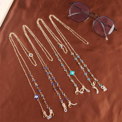 China Gold Plated Alloy Blue Eye Glasses Eye Glass Accessory Chain Eyewear Eyewear Retainer Monocle Strap Turkey Eye Facemask Chain Lanyard for sale