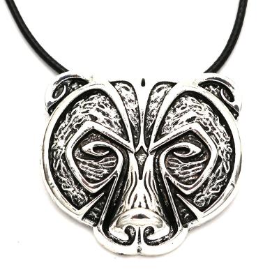 China Europe and America Popular Viking Pendant Men's Fashion Metal Accessories European and American Cute Main Bear Fashion Jewelry Necklace Wholesale for sale