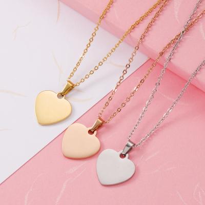 China CLASSIC Love Heart Necklace Charm Heart Stainless Steel 16X17MM Fashion Pendant Necklace for Women and Lovers Engrave Heart Pendant for sale