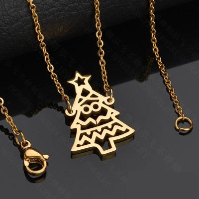 China CLASSIC Necklace Stainless Steel Christmas Necklace Happy Christmas Gift Charm Necklace Snowman Deer Christmas Tree Chocker for sale