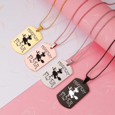 China CLASSIC Stainless Steel Halloween Day Jewelry Square Charms Pendants To Personalize To Engrave Halloween Theme Necklace For Women Men for sale