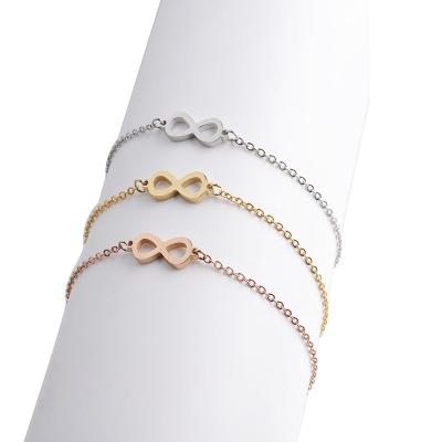 China CLASSIC New Design Linked Two Hole Charms Bracelet 17+6cm Lucky Number 8 Chain Infinity Pendant Bracelet For Women And Girls for sale