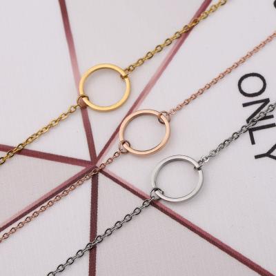 China 2020 new fashion 15MM circle round charm bracelet CLASSIC stainless steel personalize simple design bangle bracelet anklet chain bracelet for sale