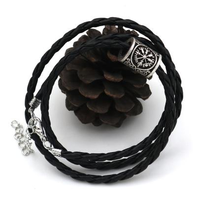 China Viking Symbol Norse Rune Beads Valknut Vegvisir Trinity Bracelets Rune Leather Multi-Layer Bangle Male Pulseiras Religious Men Bracelet for sale