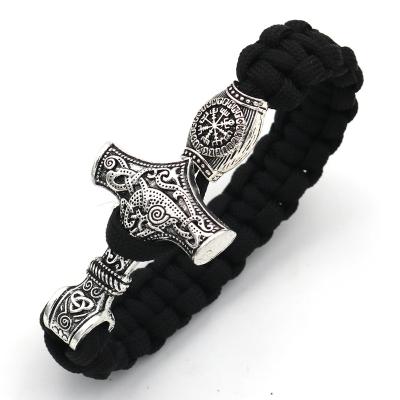 China Religious Thor Hammer Valknut Vegvisir Compass Trinity Runes Beads Viking Bracelet Runas Vikingas Tibetan 2019 Graduation Gift for sale