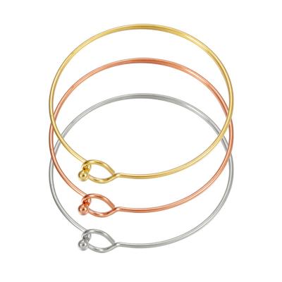 China New Fashion Romantic Stainless Steel Simple Bracelet For Women And Girls Bridesmaid Gift O Clasp Wire Bangle Adjustable Bracelet for sale