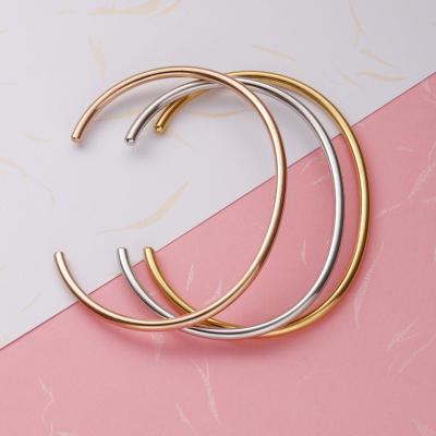 China New Fashion Romantic Stainless Steel Simple Bracelet For Women And Girls Bridesmaid Gift C Shape Open Bangle Friendship Bracelet for sale