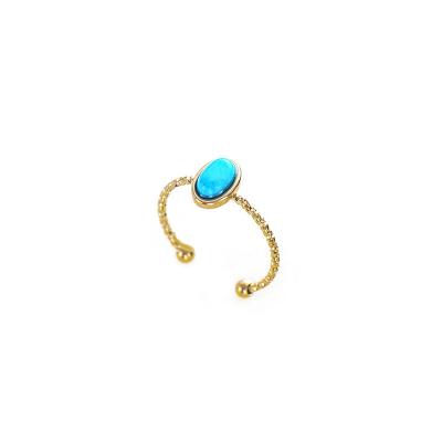 China Cute Vintage Gold Plated Jewelry Gemstone Rings Wholesale Turquoise Rings Stainless Steel Fit Ring For Women for sale