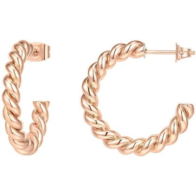 China Simple BOHEMIA Fashion Gold Plated Twisted Metallic Ring Earrings Semicircle Clip Earrings Exaggerate Earrings For Women for sale