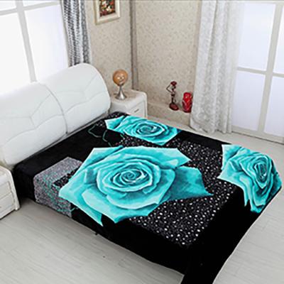 China 3D Design Mink Blankets 1ply Classic Floral Anti-pilling New Design Matched 2ply 100% Polyester Bedroom Blanket King Size Raschel Blankets for sale