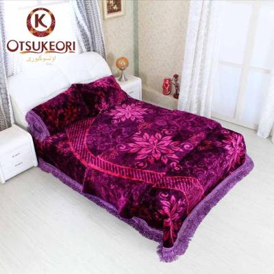 China Anti-pilling JOYDAY raschel mink factory direct sale Algeria geometric mink 5 PC bedding sets for winter for sale