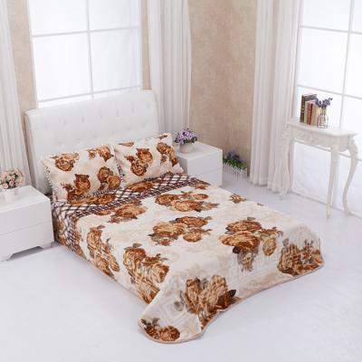 China Heavy Polyester 160x220 1ply 4pcs Mink Blanket Anti-pilling Set from Wuxi Raschel Middle East Africa style flower for sale