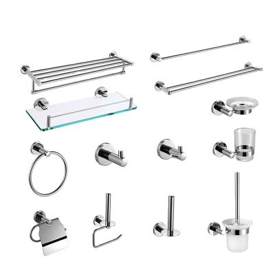 China Sustainable Hot-selling Brass 6 Pieces Modern Design Chrome Bathroom Accessories Set for sale