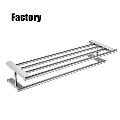 China 304 Stainless Steel Modern Wall Mounted Rectangle Style Bathroom Towel Rack Holder Accessories for sale